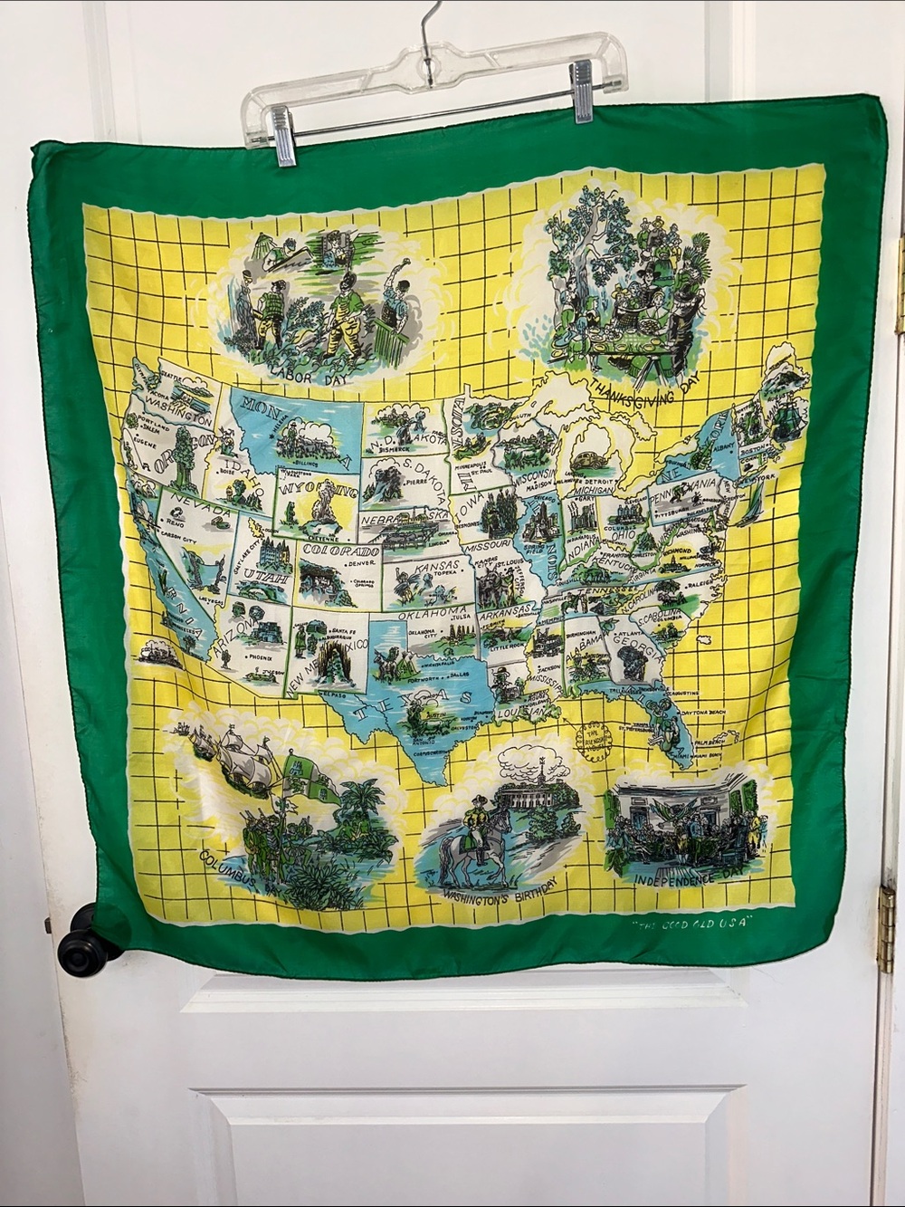 Vintage 50s Greyhound Lines Souvenir Scarf of the United States of America